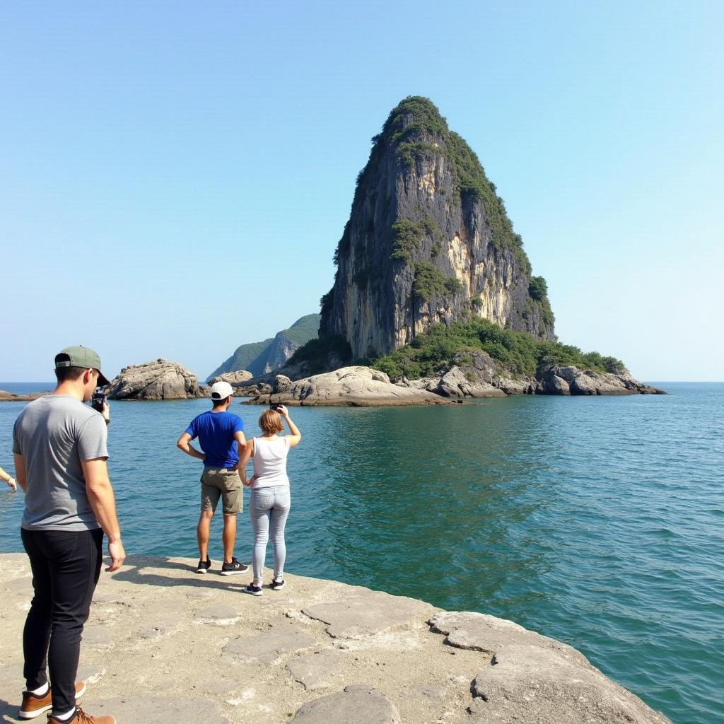 Bãi đá kỳ vĩ trên đảo Hòn Rẽ Quạt với hình thù độc đáo thu hút du khách đến chụp ảnh