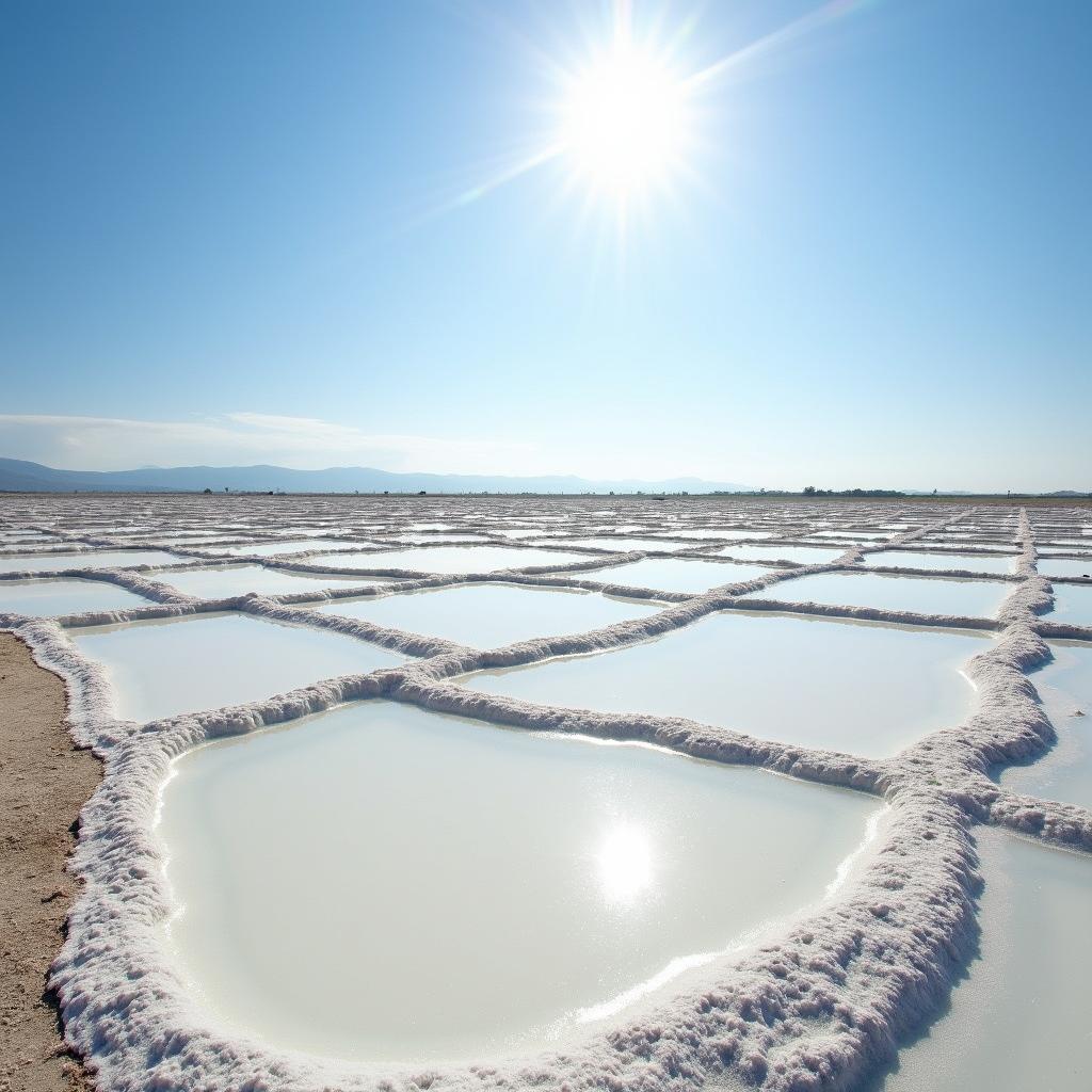 Toàn cảnh cánh đồng muối Vĩnh Quang Đắk Lắk đẹp nhất với những thửa ruộng muối trắng tinh khôi dưới ánh nắng mặt trời.