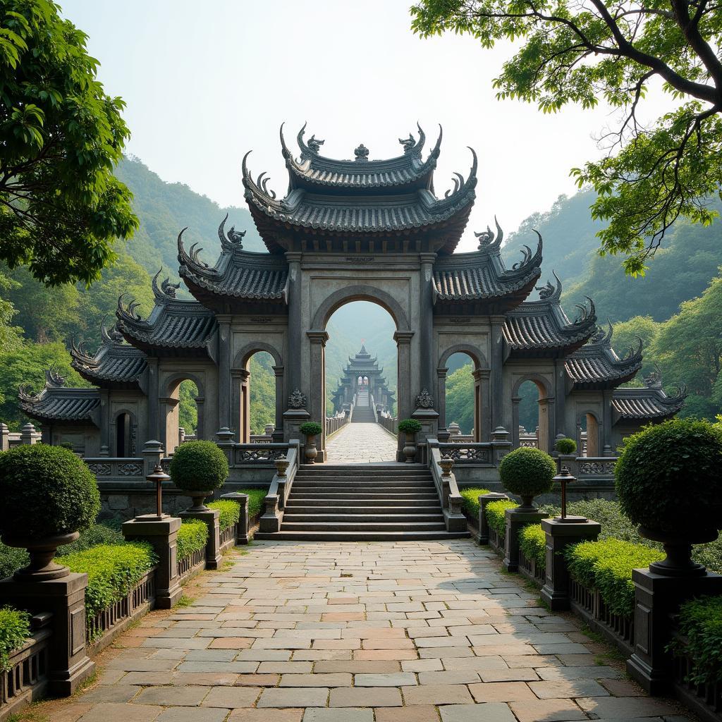 Toàn cảnh đền Bà Đế Hải Phòng với kiến trúc cổ kính và không gian thanh tịnh