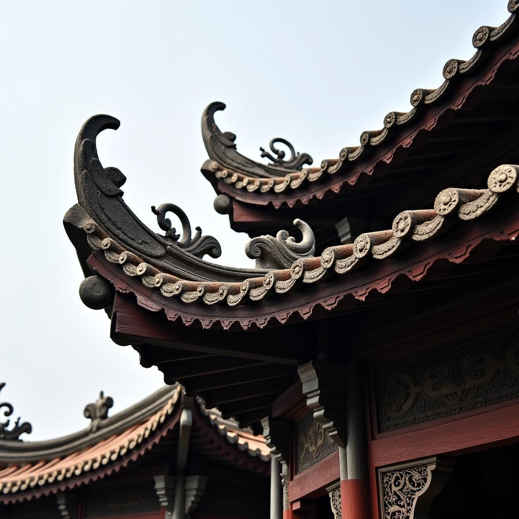 Kiến trúc mái ngói cong và các chi tiết chạm khắc tinh xảo của chùa Phúc Lâm Hải Phòng