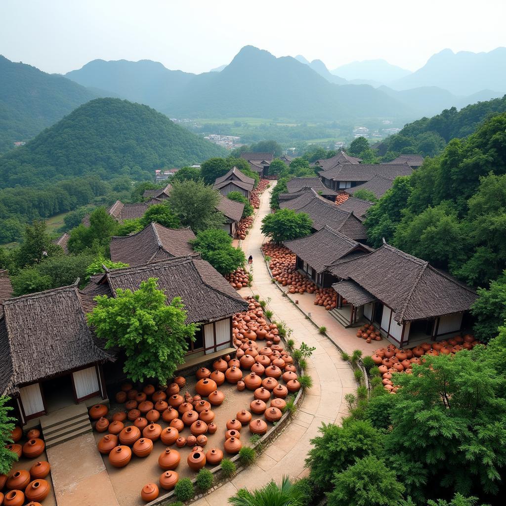 Toàn cảnh làng gốm Hải Phòng, nơi lưu giữ và phát triển nghề gốm truyền thống lâu đời, nhìn từ trên cao