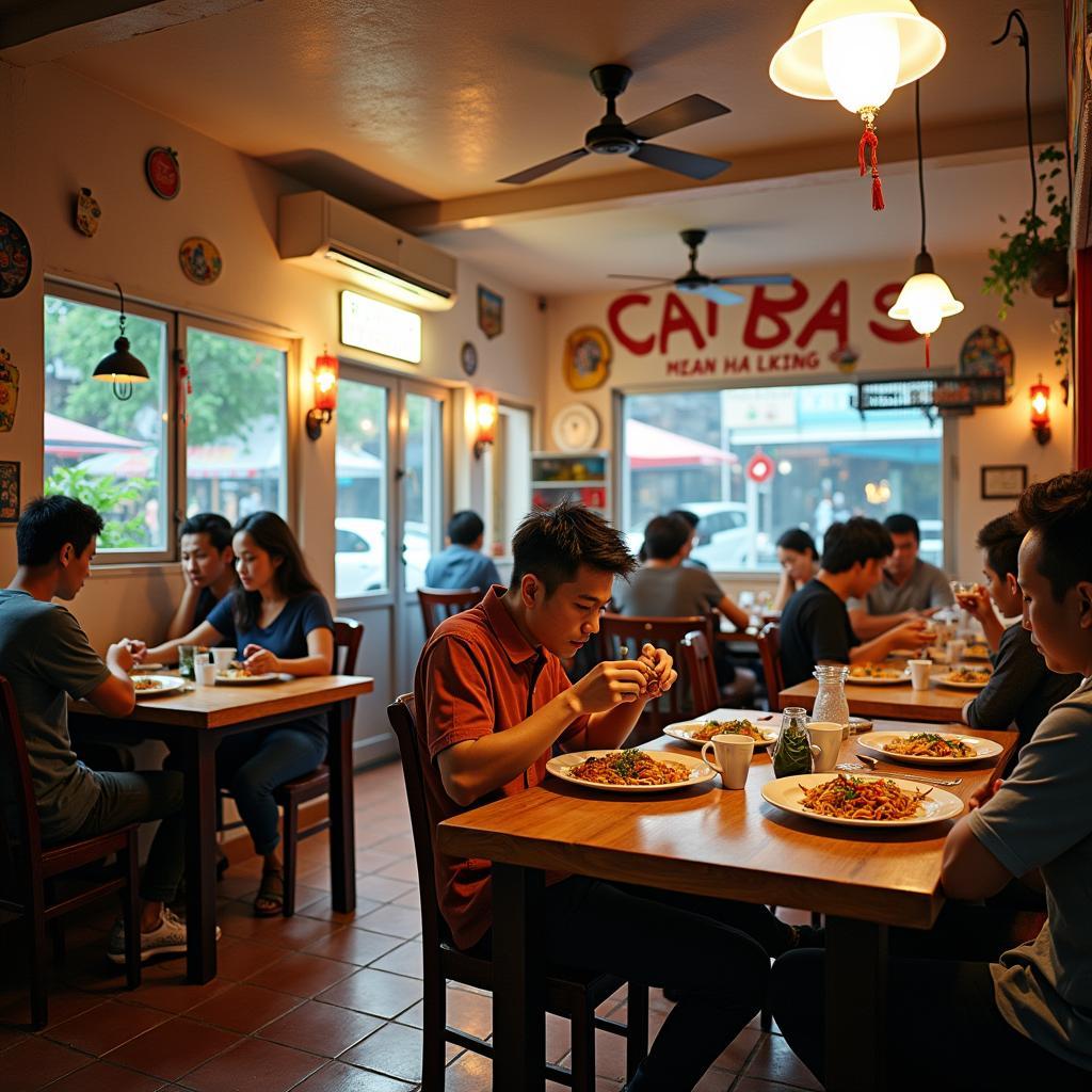 Quán bún tôm Cát Bà không gian ấm cúng và sạch sẽ