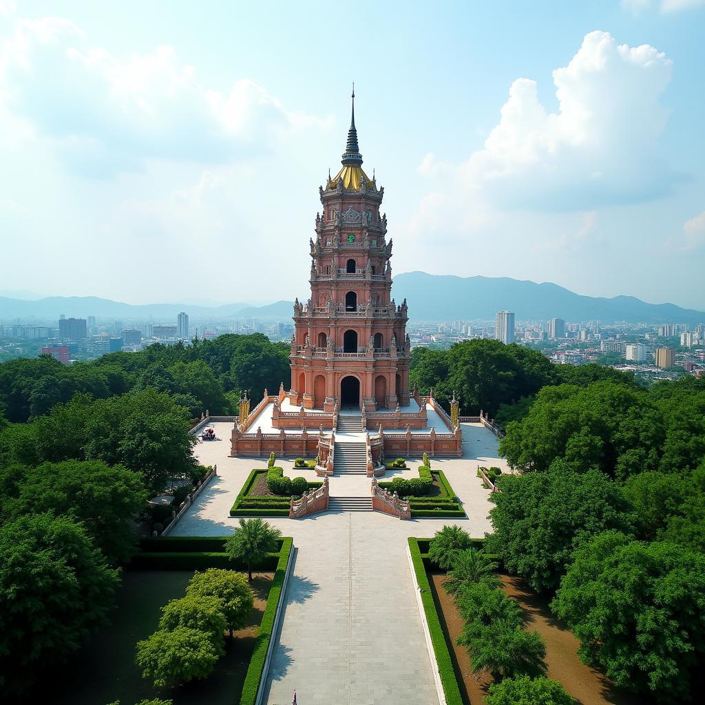 Toàn cảnh chùa Cao Linh Hải Phòng với kiến trúc Phật giáo uy nghi và khuôn viên xanh mát