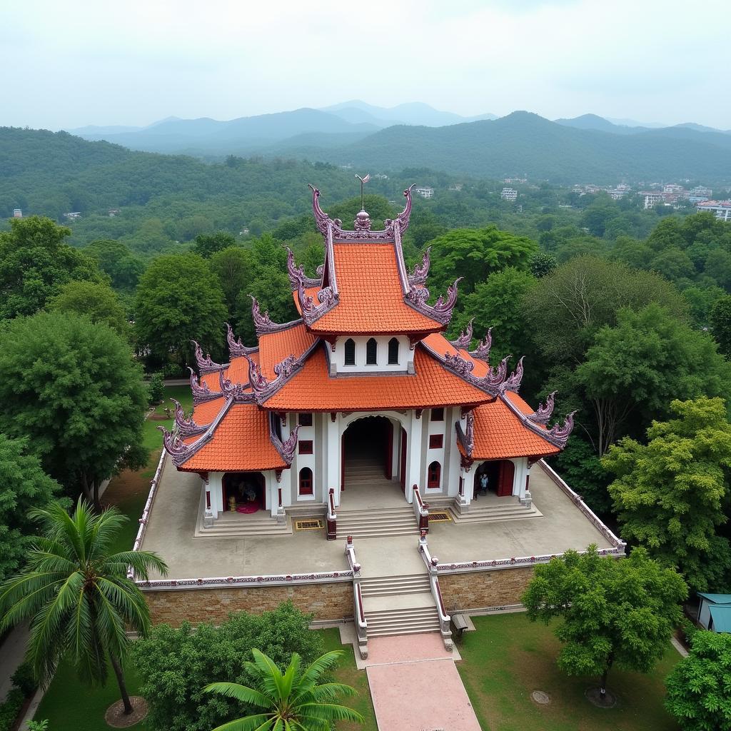 Toàn cảnh chùa Vẽ (Bửu Long Tự) Đắk Lắk với kiến trúc độc đáo và không gian thanh tịnh