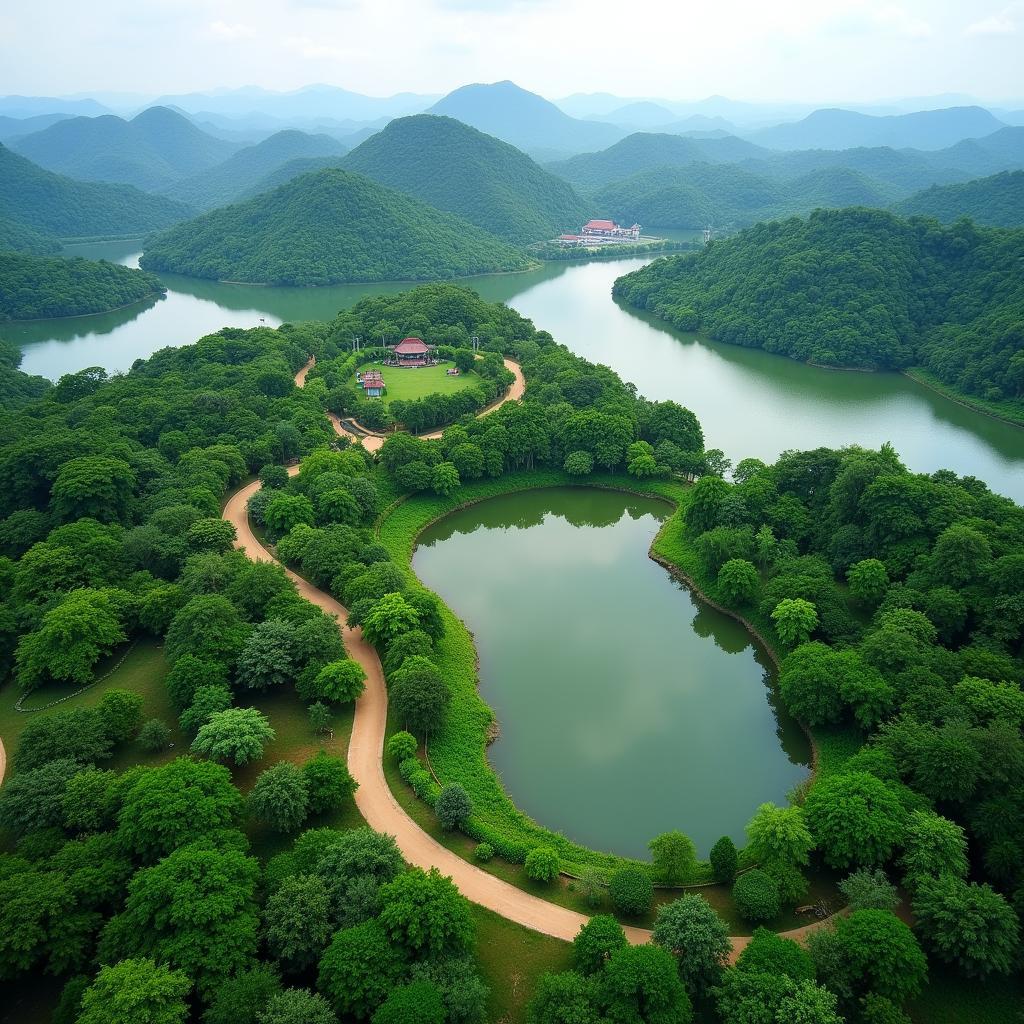 Toàn cảnh khu du lịch sinh thái Hải An Hải Phòng nhìn từ trên cao xanh mát