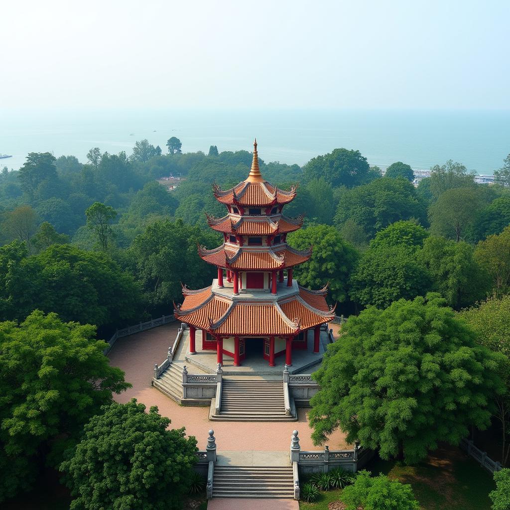 Toàn cảnh chùa Duyên Hải Hải Phòng với kiến trúc cổ kính và không gian thanh tịnh